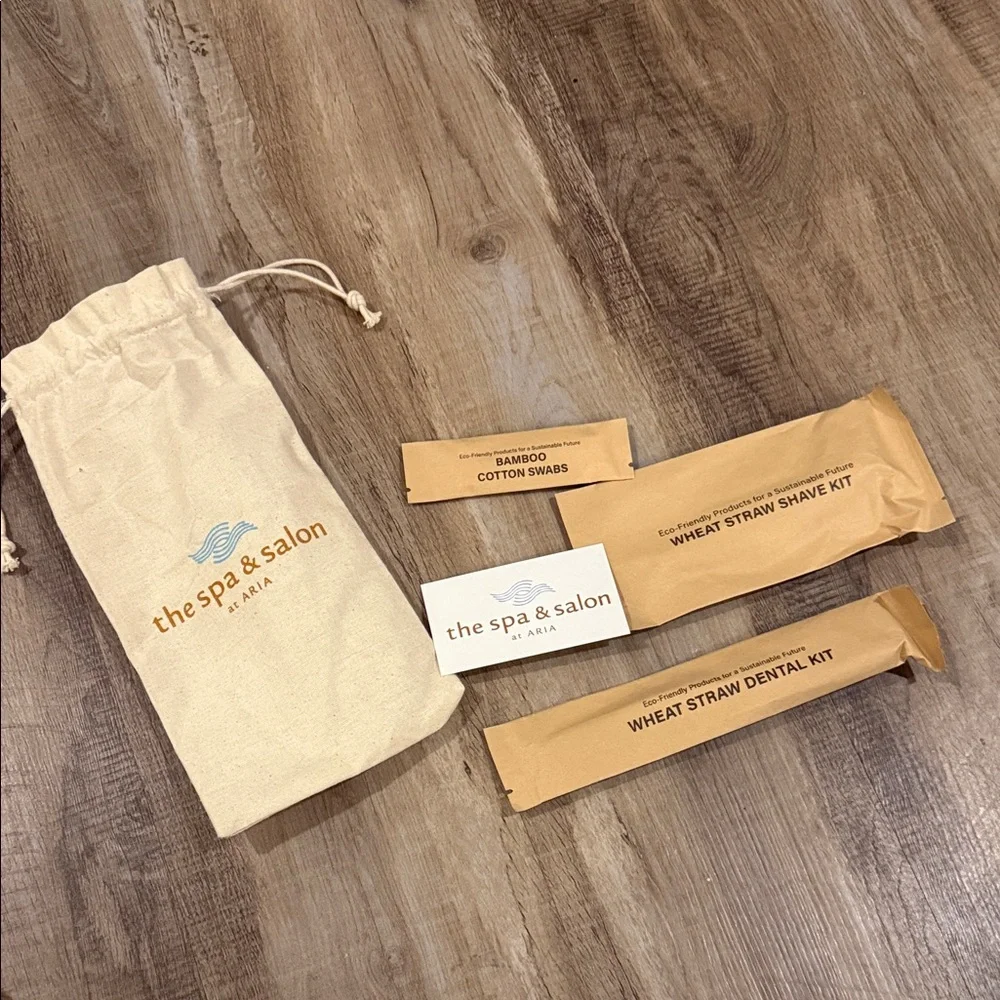 Never used The Spa & Salon at Aria Natural Canvas Drawstring Pouch
